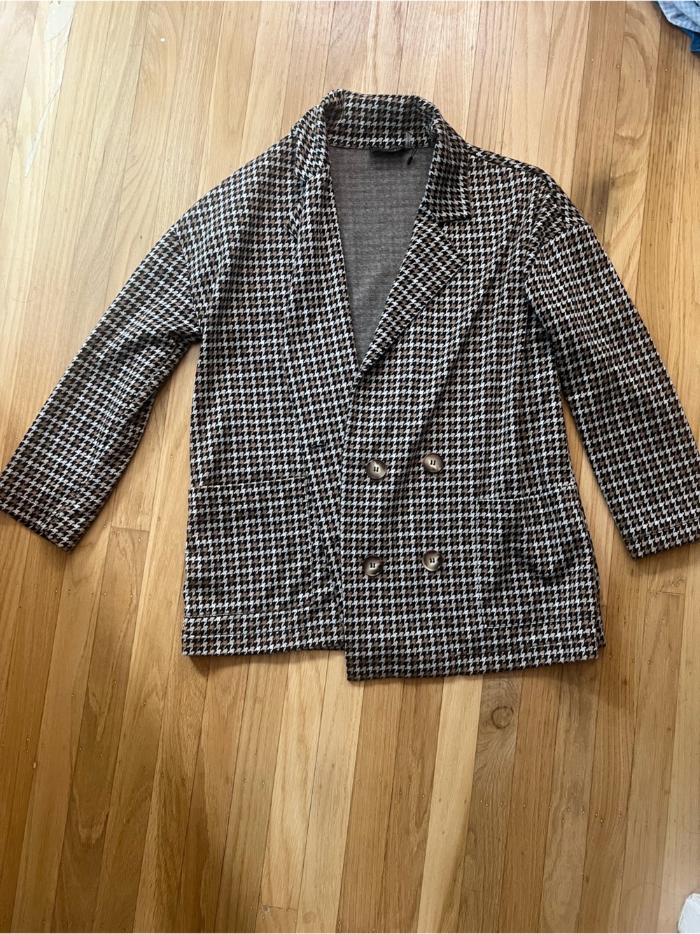 Dress Forum Brown & Black Houndstooth Double-Breasted Blazer